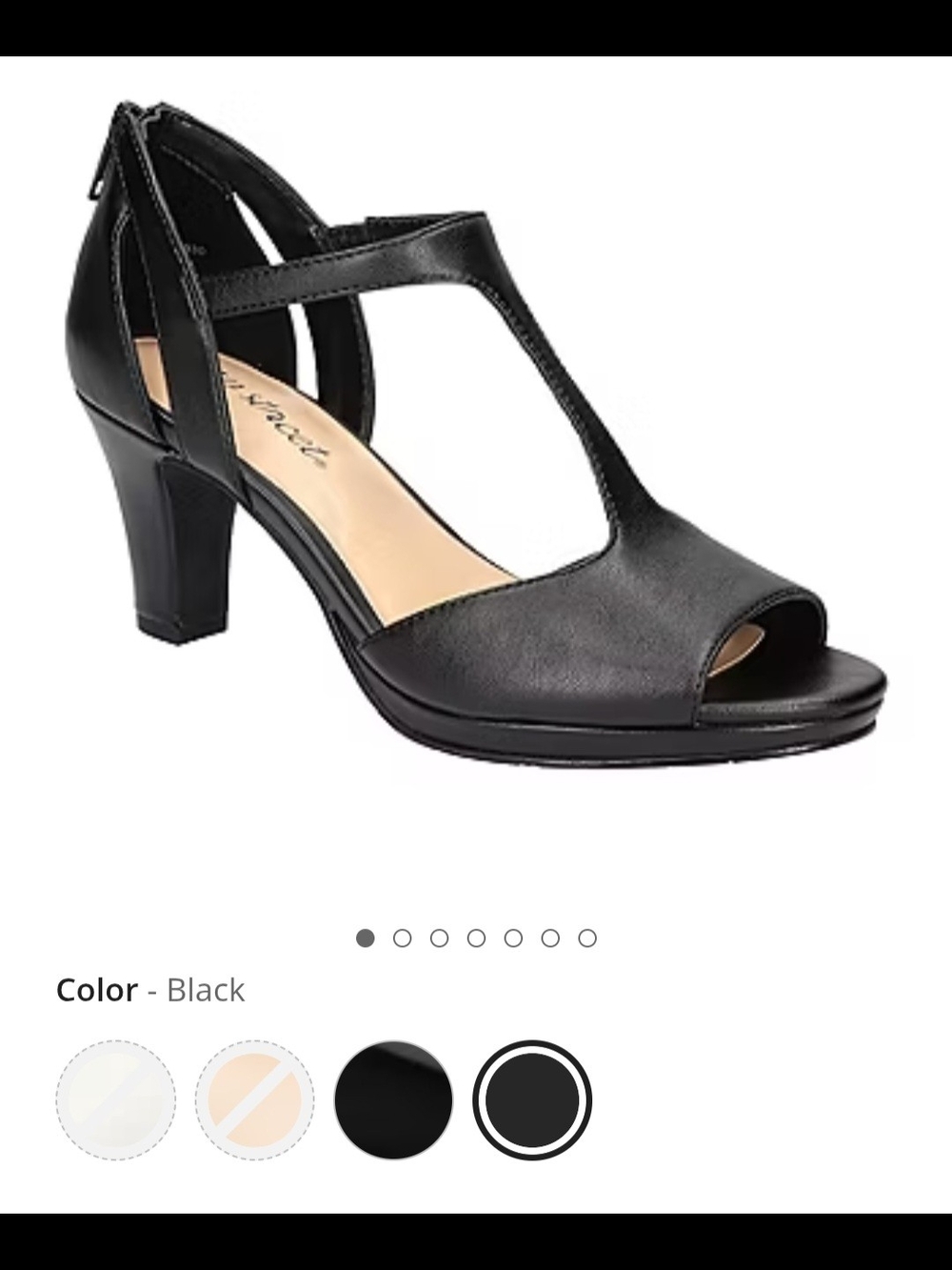 COMFORTABLE Easy Street Black T-Strap Open-Toe Heels